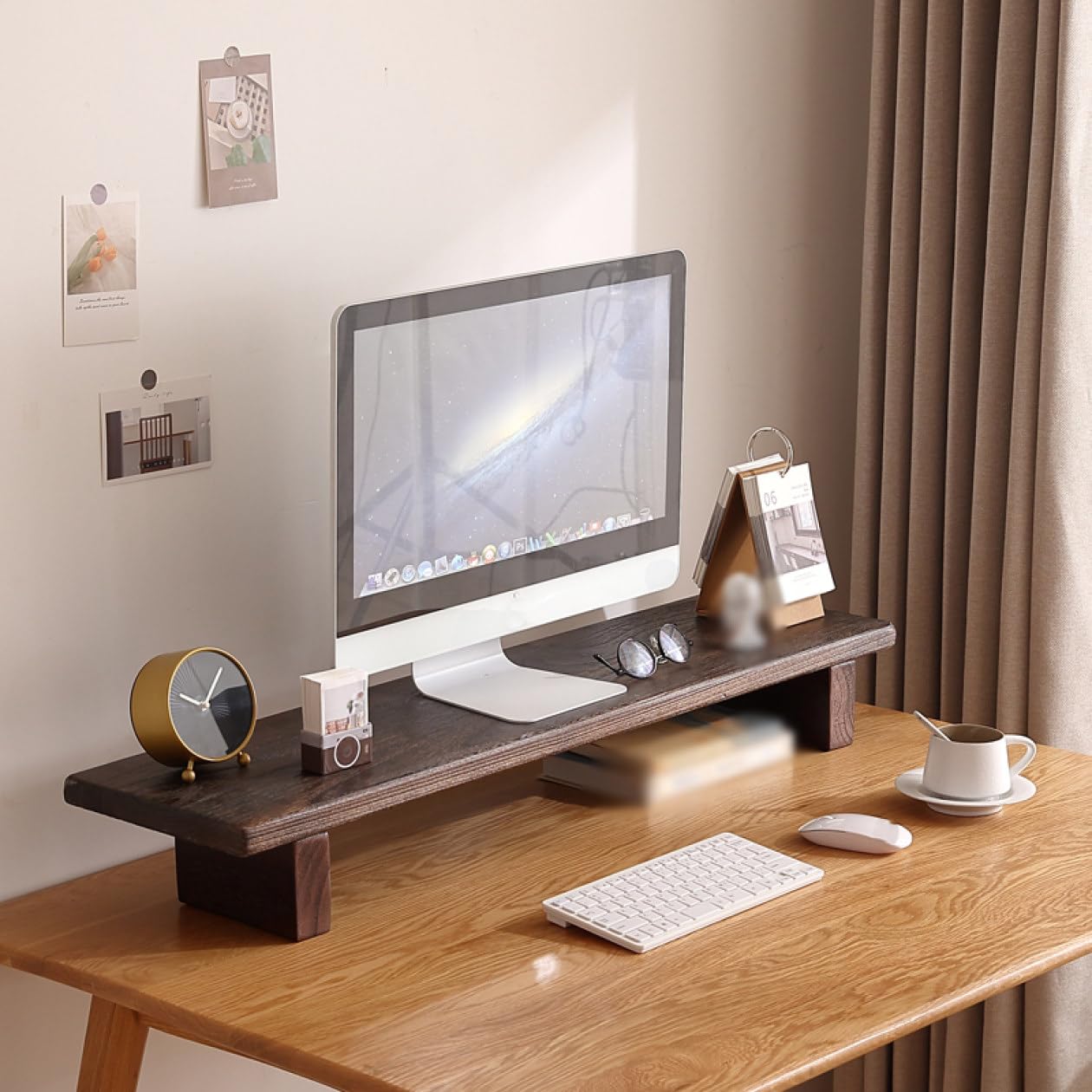 Amazon.co.jp: MJKQ9 モニター台 モニタースタンド 木目調（無垢材