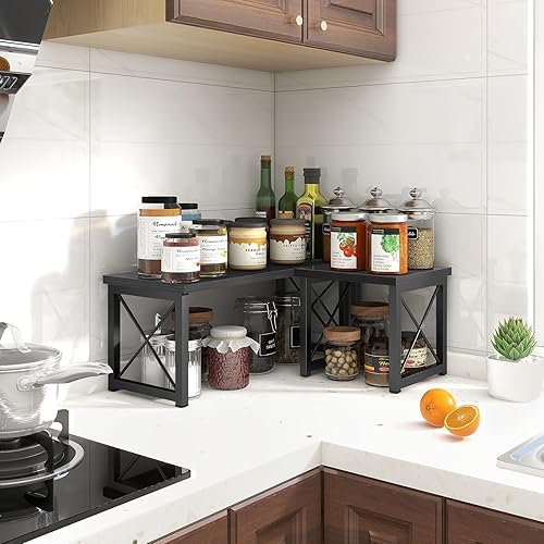 Miniatura 2 de ELITEROO Estante de escritorio de madera, estantería pequeña independiente, organizador de suministros de dormitorio, soporte de escritorio apilable