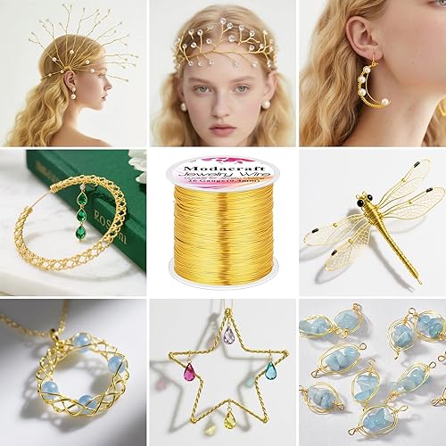 Miniatura 21 de Modacraft - 3 rollos de alambre plateado de calibre 20/24 con alicates de joyería 4 en 1, resistente al deslustre, calibre 20, alambre de joyería