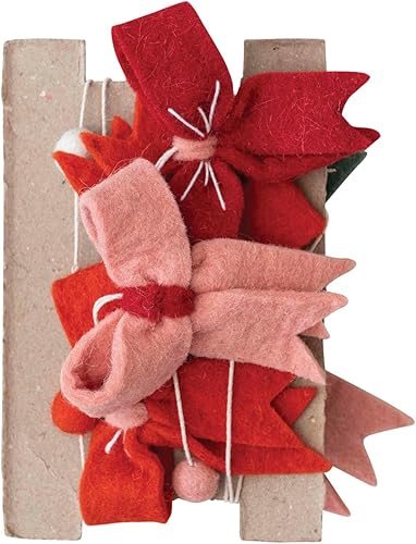 Creative Co-Op Bola de fieltro de lana hecha a mano y guirnalda de lazo, multicolor, multicolor