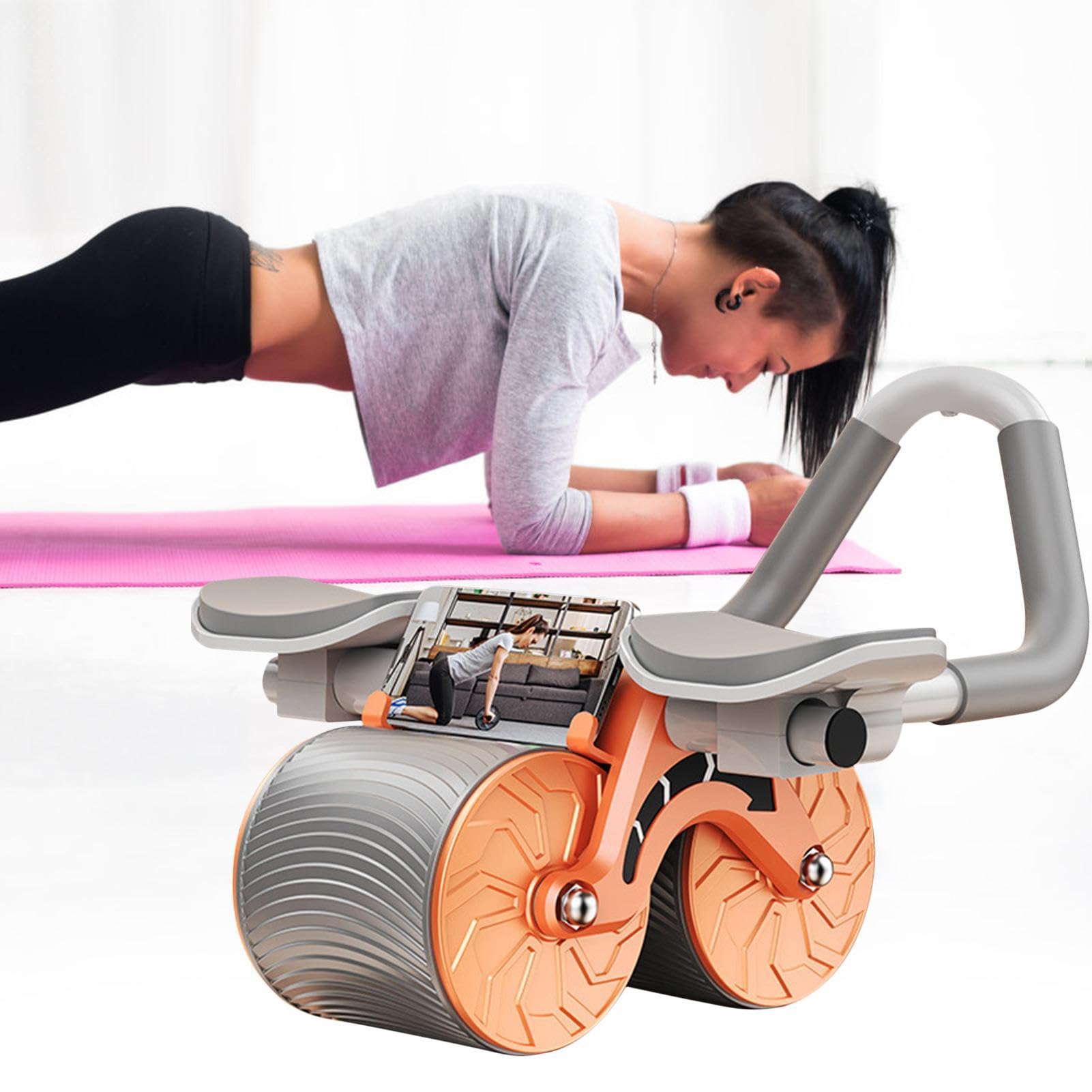 Rullo per addominali a rimbalzo automatico, ruota per esercizi addominali, ruota per allenamento addominale | Ruota per addominali con ginocchiera, attrezzatura fitness automatica per allenamento | ruota per allenamento addominale | Ruota per addominali c