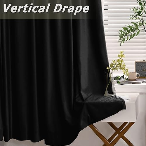 Miniatura 3 de Frelement Cortinas de terciopelo para cine en casa, cortinas de privacidad para oscurecer la habitación, cortinas de ganchos planos para cine en