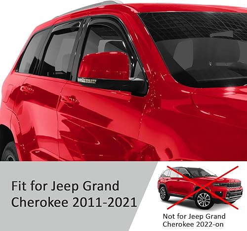 Miniatura 5 de Voron Glass Protectores de lluvia extra duraderos en canal para Jeep Grand Cherokee 2011-2021, deflectores de ventana, viseras de ventana de