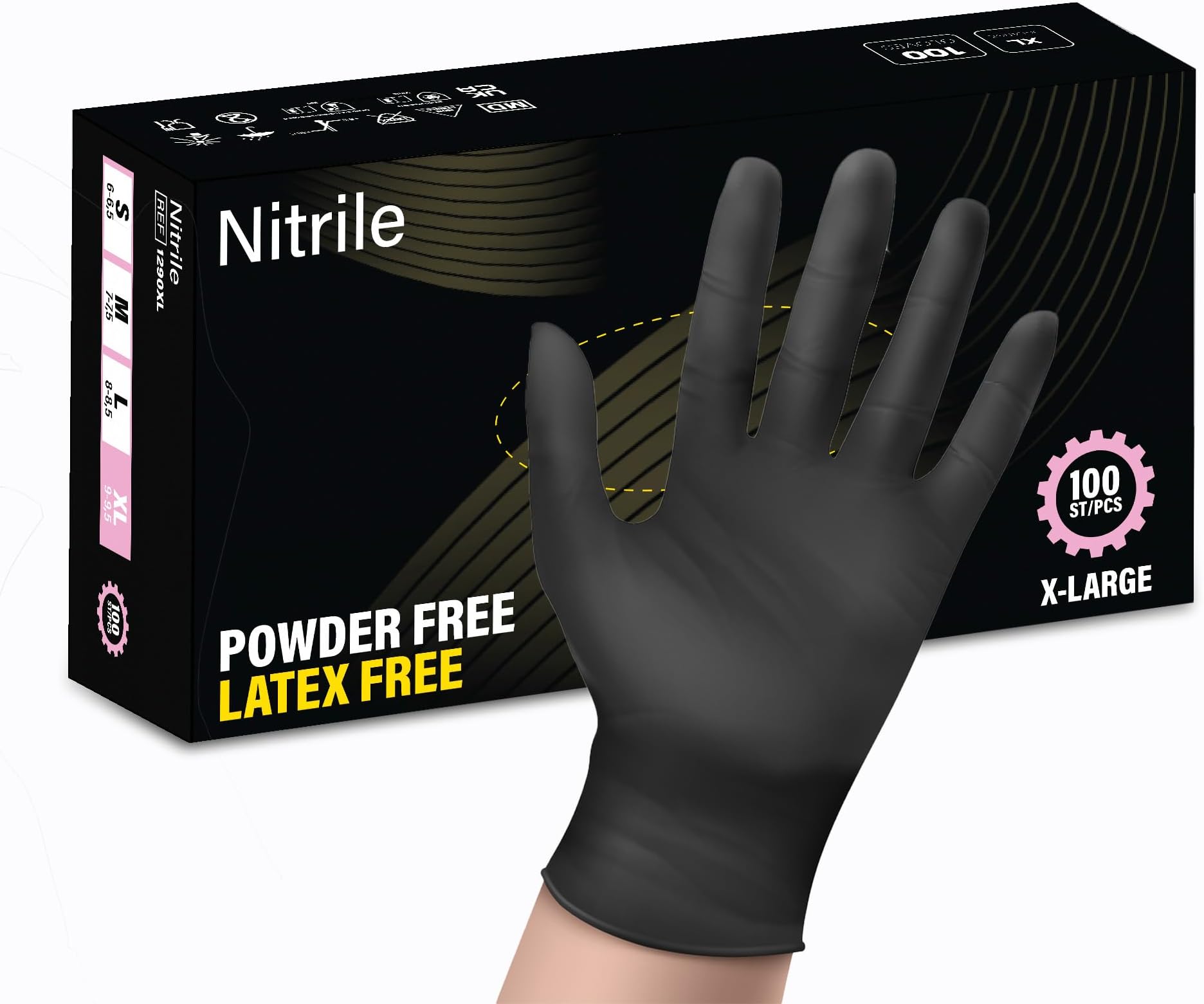 Superguard Disposable Gloves - Nitrile Black Gloves Heavy Duty Powder Free and Latex Multi-Purpose, Single Use (Pack of 1000-XL)