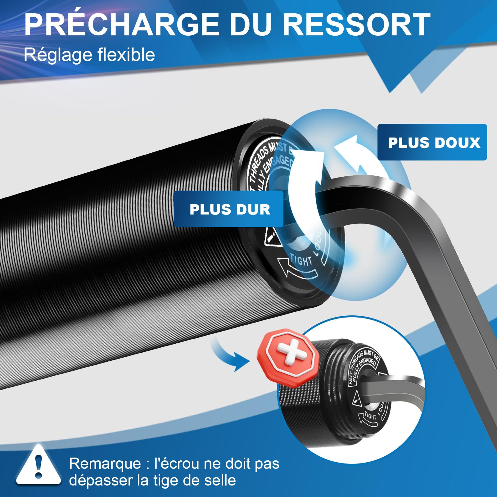 MAIKEHIGH Tige de Selle Suspendue, Alliage D'Aluminium Tige de Selle | 27,2/30,9/31,6mm avec 2 Adaptateurs 2 Ressorts pour VTT, Vélo de Ville, Vélo de Route, Vélo électrique