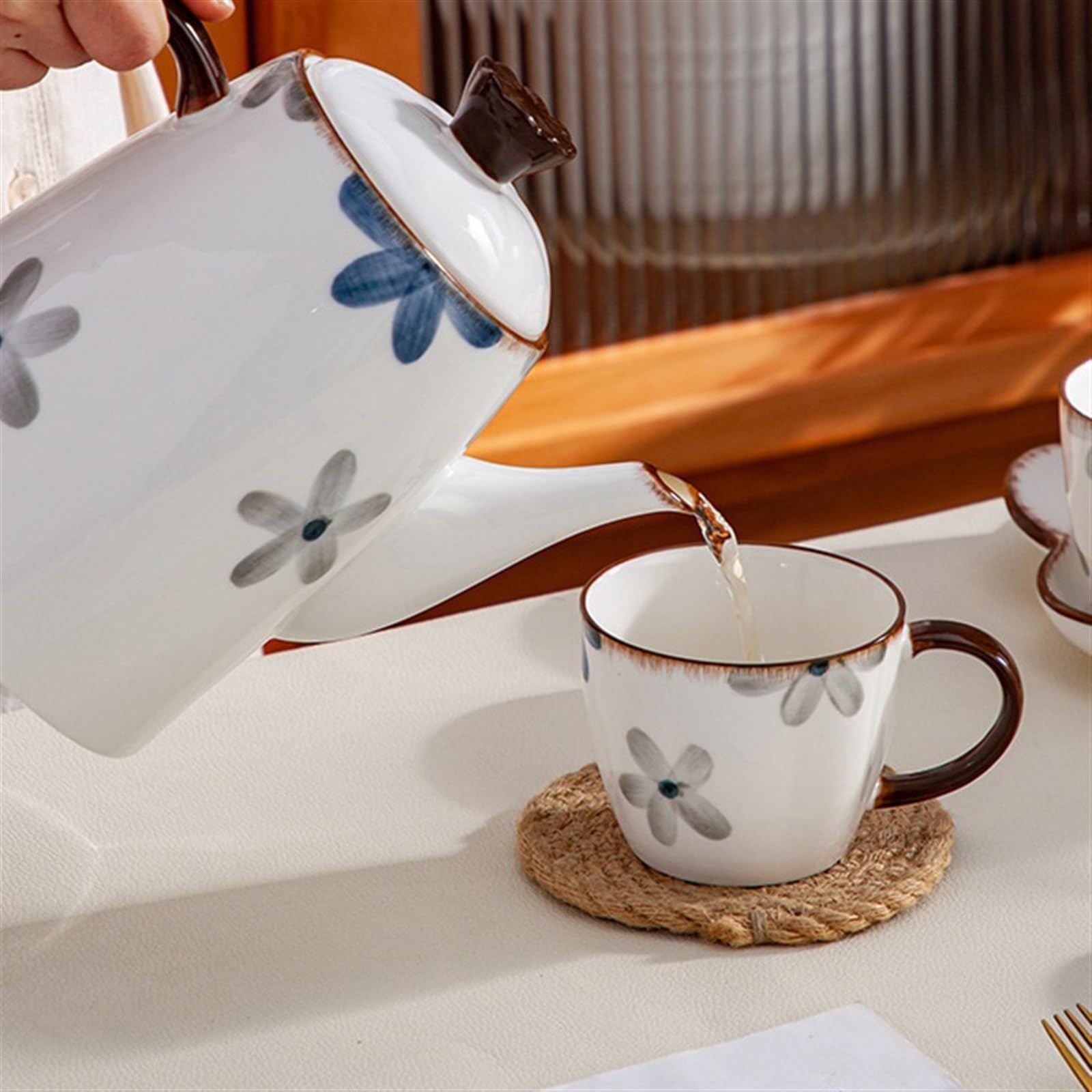 Bere Set di tazze da caffè in ceramica con bollitore freddo 8 pezzi