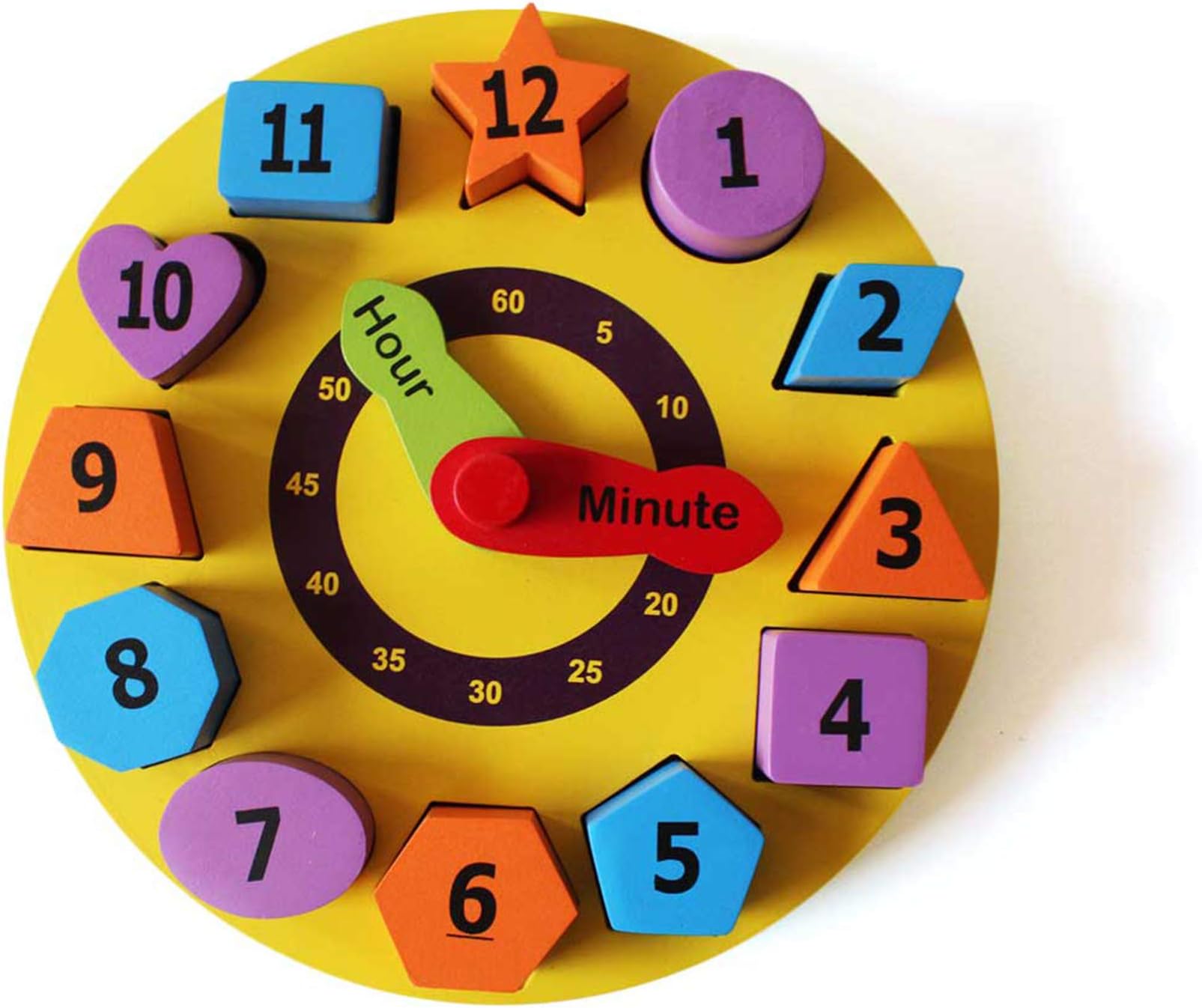 Shumee Wooden Shape Sorting Clock - 12 Colourful Pieces (2 Years+) | Multicolor | Learning Toy | Montessori Clock Toy | Eco Friendly & Safe | No Plastic
