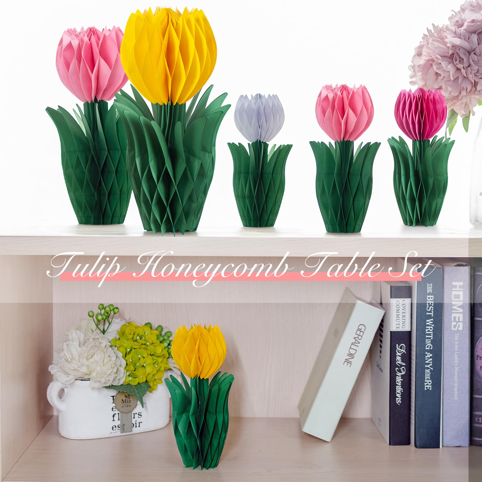 SUNBEAUTY 8 PCS Flower Honeycomb Decoration Tulip Honeycomb Decoration Mother's Day Decoration Tulip Decor Spring Decor Tulips Table Centerpieces Decorations Spring Decorations for Home Office - Image 3