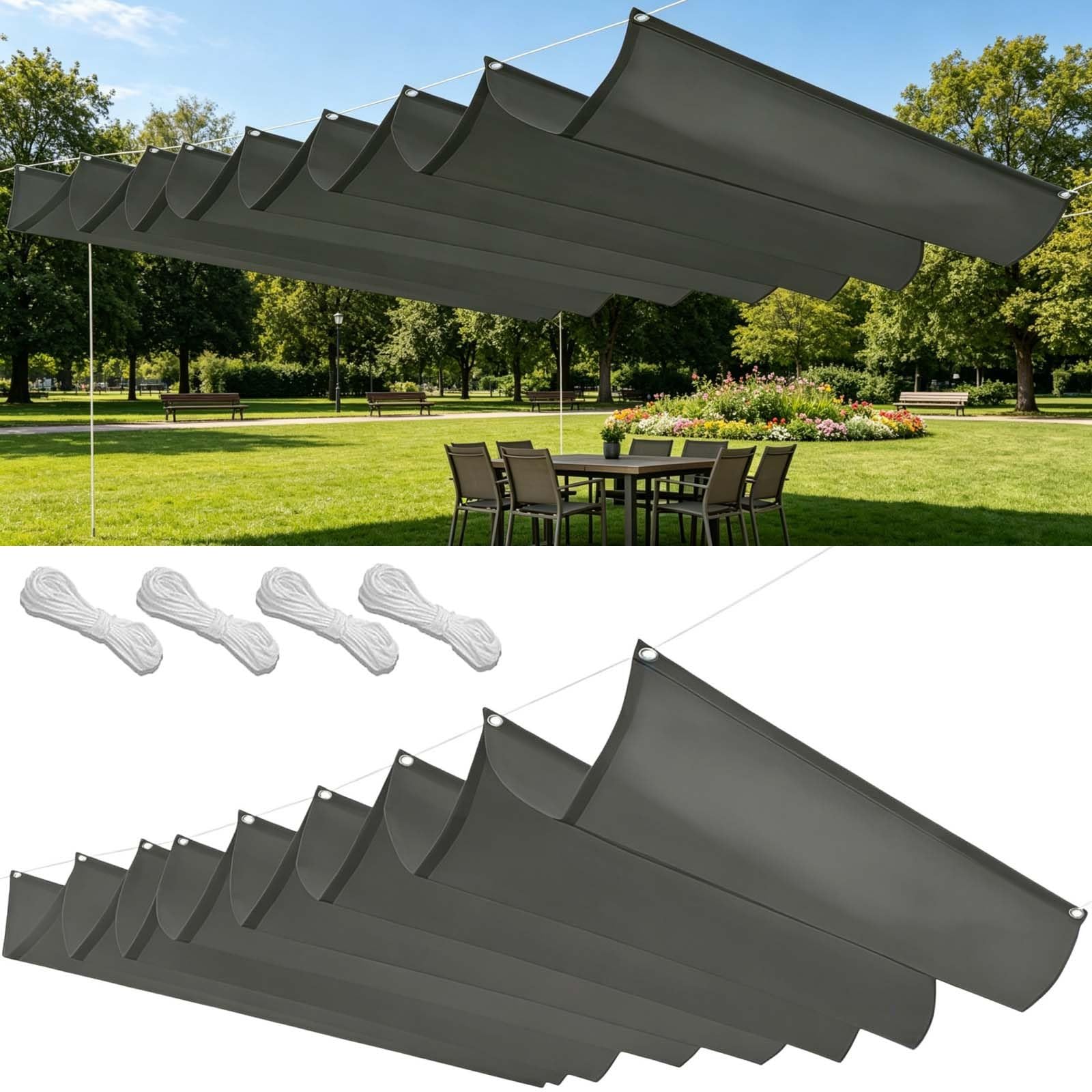 Rectangulaire Imperméable 130x340cm Imperméable, Protection UV Solaire Toile d'ombrage pour Pergola Tailles Personnalisables pour Jardins Terrasse Pergola, Gris Clair