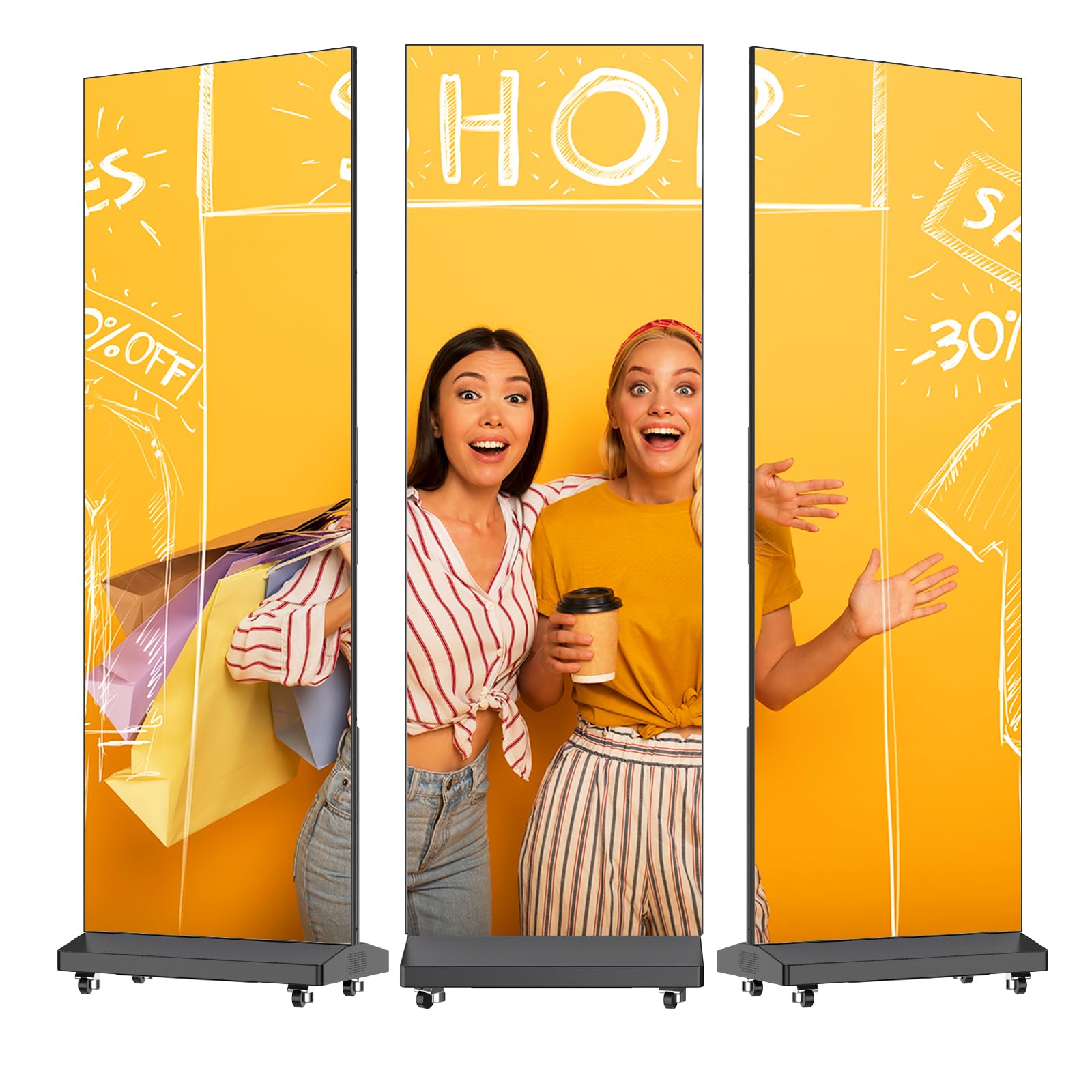 Photo 1 of ***TRUCK/TRAILER PICKUP ONLY*** 80 Inch LED Digital Signage Display, Foldable Seamless Stitching Kiosk, P1.86 GOB LED Screen Poster with Flight Case, Commercial Advertising Display for Events, Rentals and Weddings (Black, 1 Unit)
