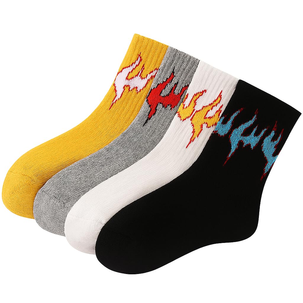 bahuzo Fire Design Unisex Socks, Flame Pattern, Lightweight, Durable, Compression, for Running and Gym-picture-13