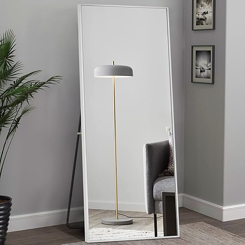 Miniatura 3 de PexFix espejo rectangular de cuerpo entero, con marco de aleación de aluminio, espejo de piso y para pared, de pie, se puede inclinar y colgar, 59 x