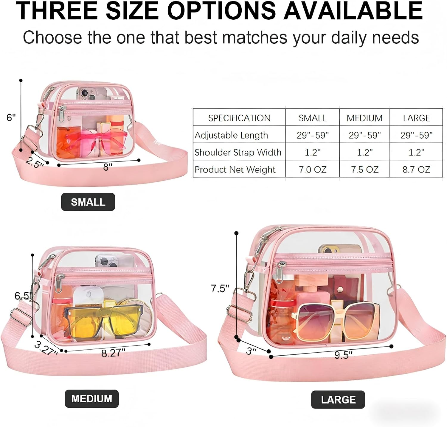 Clear Bag for Stadium Events Clear Sports Fan Handbags Purses with Adjustbale Strap for Concerts Festivals Game Day