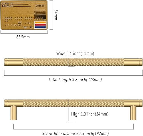 Miniatura 9 de Coinkoly Paquete de 10 tiradores de gabinete de bronce champán y negro mate de 7 pulgadas (6.969 in) moleteados para gabinetes de cocina, tiradores