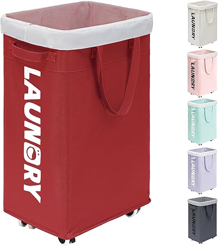 Miniatura 92 de Goodpick Laundry Baskets with Wheels and Handle, 2-Pack 75L Collapsible Laundry Baskets, Clothes Laundry Basket with Removable Wash Bags for Corner