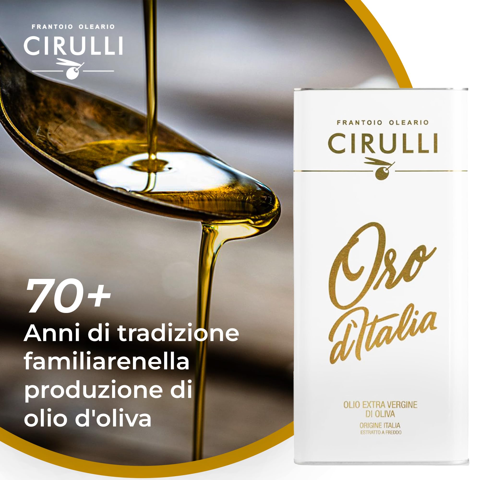 Cirulli Olio Extravergine di Oliva 100% Italiano - Lattina da 3L - Olio EVO Premium - Olio Extravergine dalle Radici Antiche - Raccolto Precoce - Raccolto a Mano - Ricco di Polifenoli - Aroma Fruttato