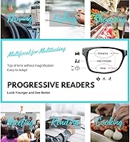 Vista 4 de ProEyes Gafas de lectura nucleares progresivas de corte azul, brazos similares a la madera, 0 poder en la lente superior, antirreflejantes