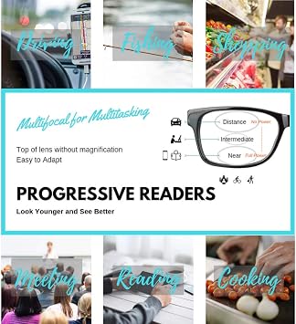 ProEyes Magnitude, Blue Light Blocking Glasses/Multifocal Vintage Readers, Anti-Reflective Resin Lens, 0 Power on Top Lens (Gray, 3.00 x)