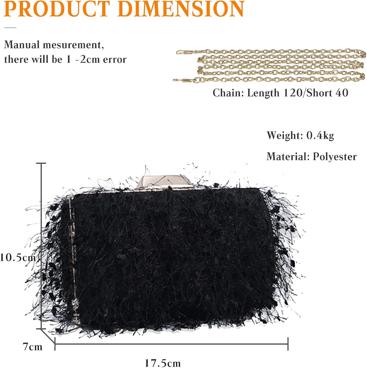 CORIOS Small Clutch Purses for Women Fluffy Evening Bag