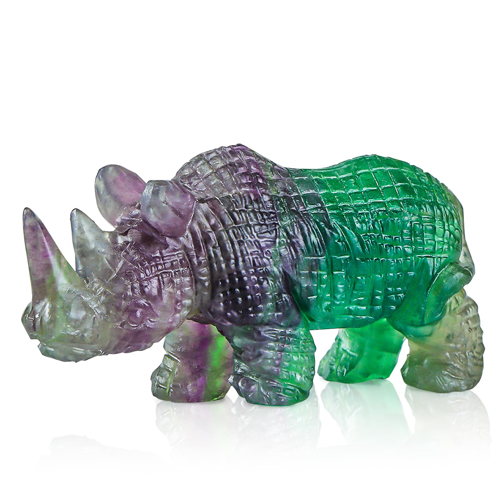 Rhinocéros en cristal de fluorite décoration de bureau zen