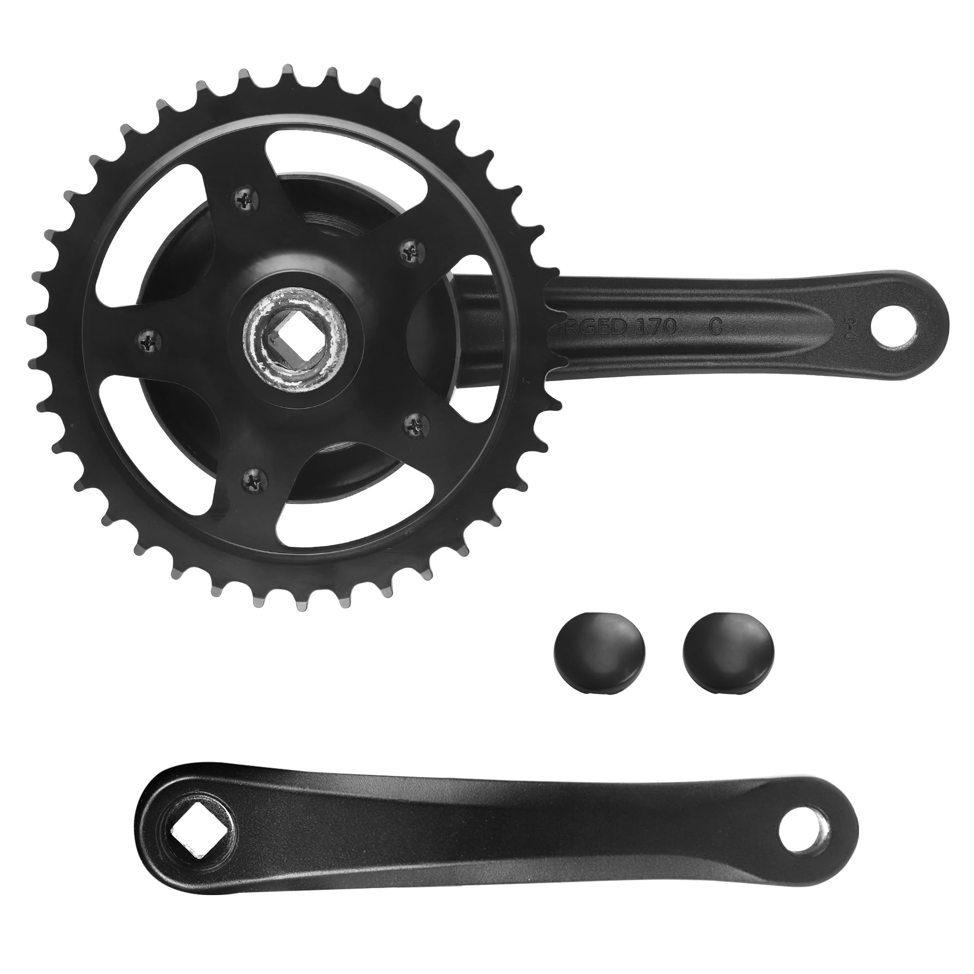 ZUKKA Tourney - Guarnitura per bicicletta da 170 mm, 38T/42T per single/1/6/7/8, in lega di alluminio, per mountain bike, mountain bike, cambio quadrato, colore: nero/argento