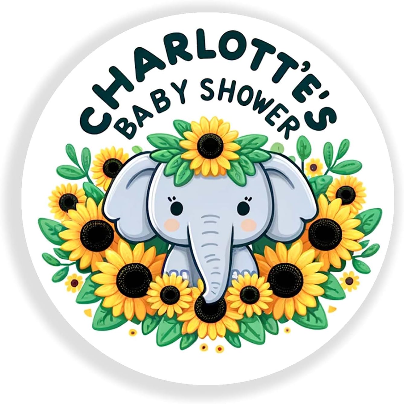 Personalized Customized Labels Tags,Customizable Stickers Sunflower Elephant Summer Birthday Baby Shower Classic Round Sticker for Business Custom Made Stickers, 100 Stickers3X3
