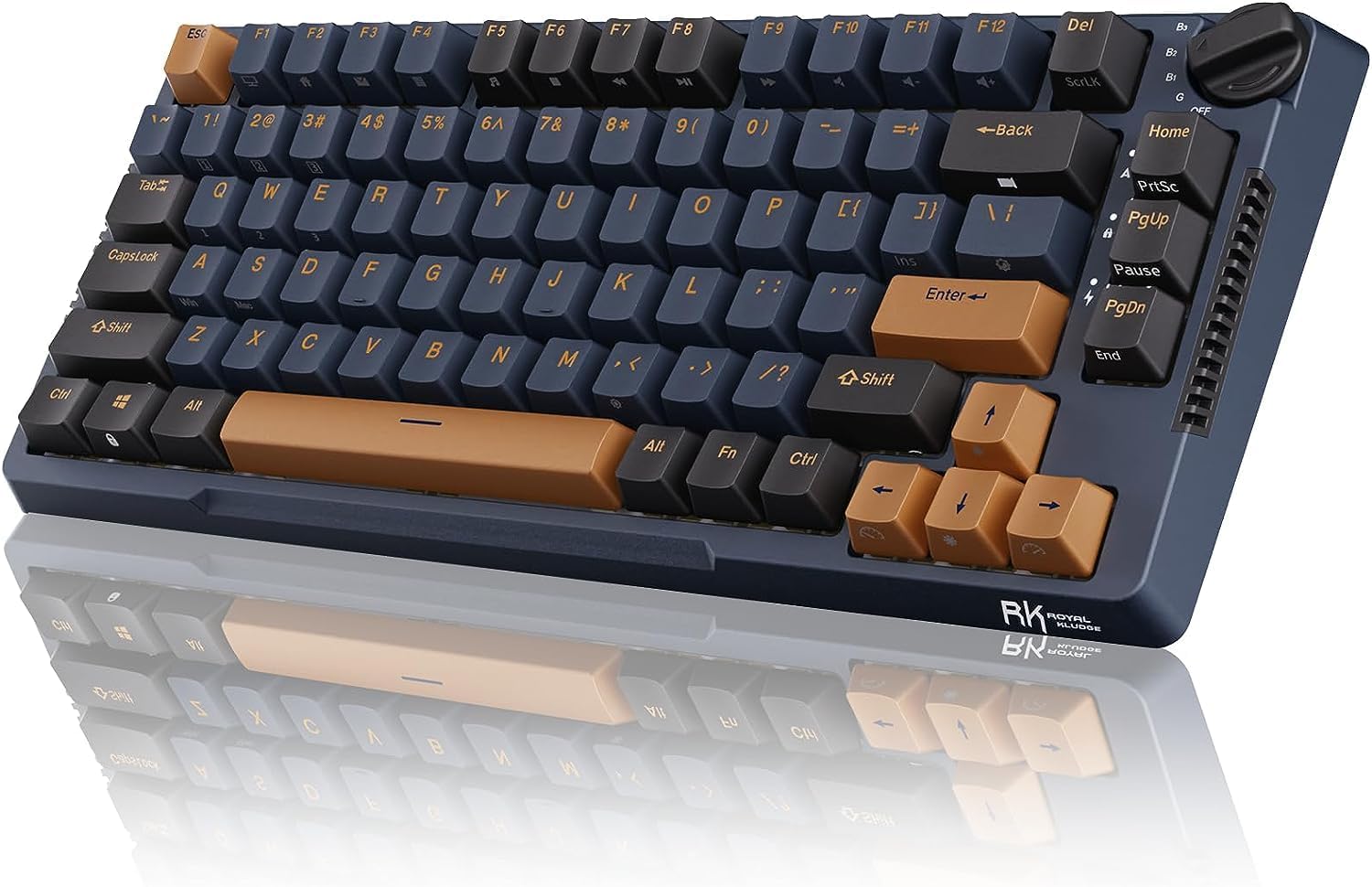 RK ROYAL KLUDGE H81 Wireless Gaming Keyboard, Knob Control Triple Mode BT5.1/2.4Ghz/USB-C 75% Mechanical Keyboard Gasket Mount with RGB Backlit 3750mAH Battery, Hot-Swap Speed Silver Switch, US Layout
