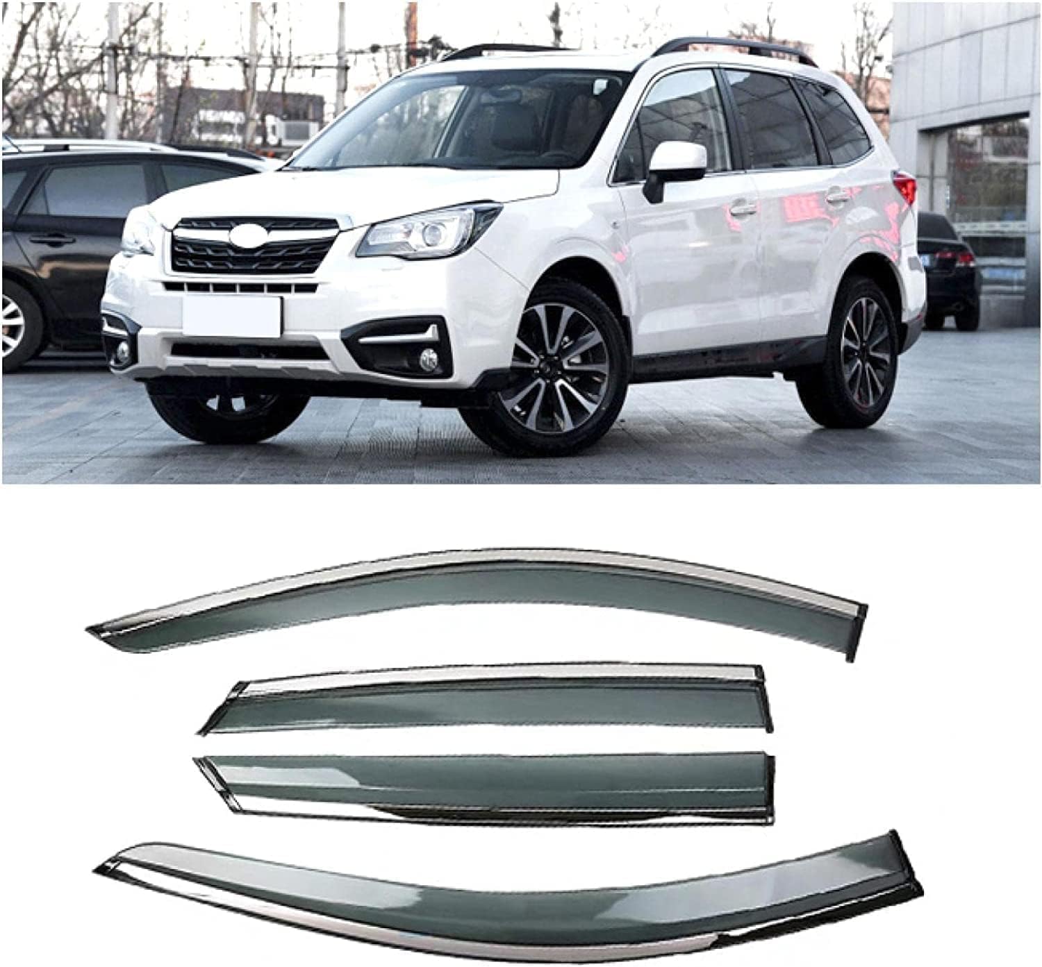 WITH001 4Pcs Car Wind Deflectors for Subaru Forester 2017-2018, Front Rear Side Window Visor Rain Smoke Guards Car Accessories