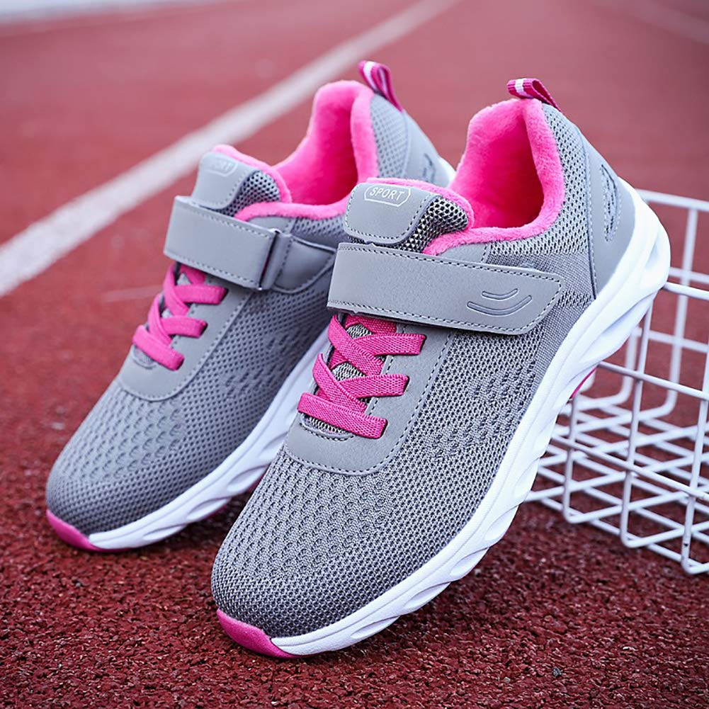 Zapatillas Deportivas Mujer Invierno Al Aire Libre Antideslizante Nieve Cálido Forrado Cómodo Casual Sneakers Gris 37 EU
