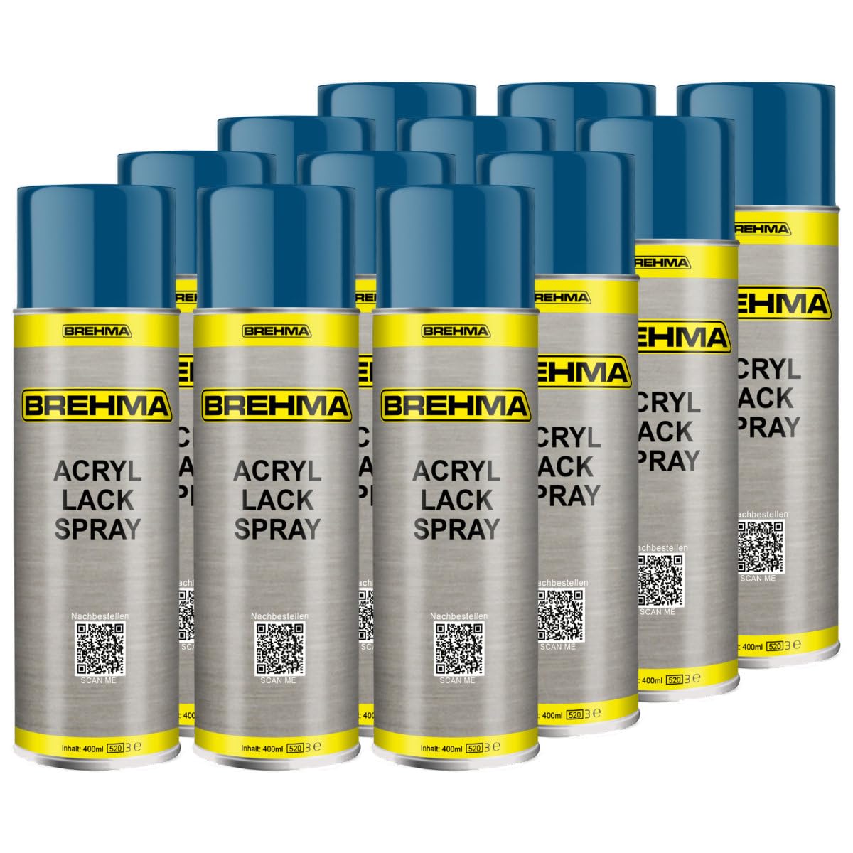12x Acryl Lackspray Ral 5010 Enzianblau glänzend Lack Farbe Sprühfarbe 400ml