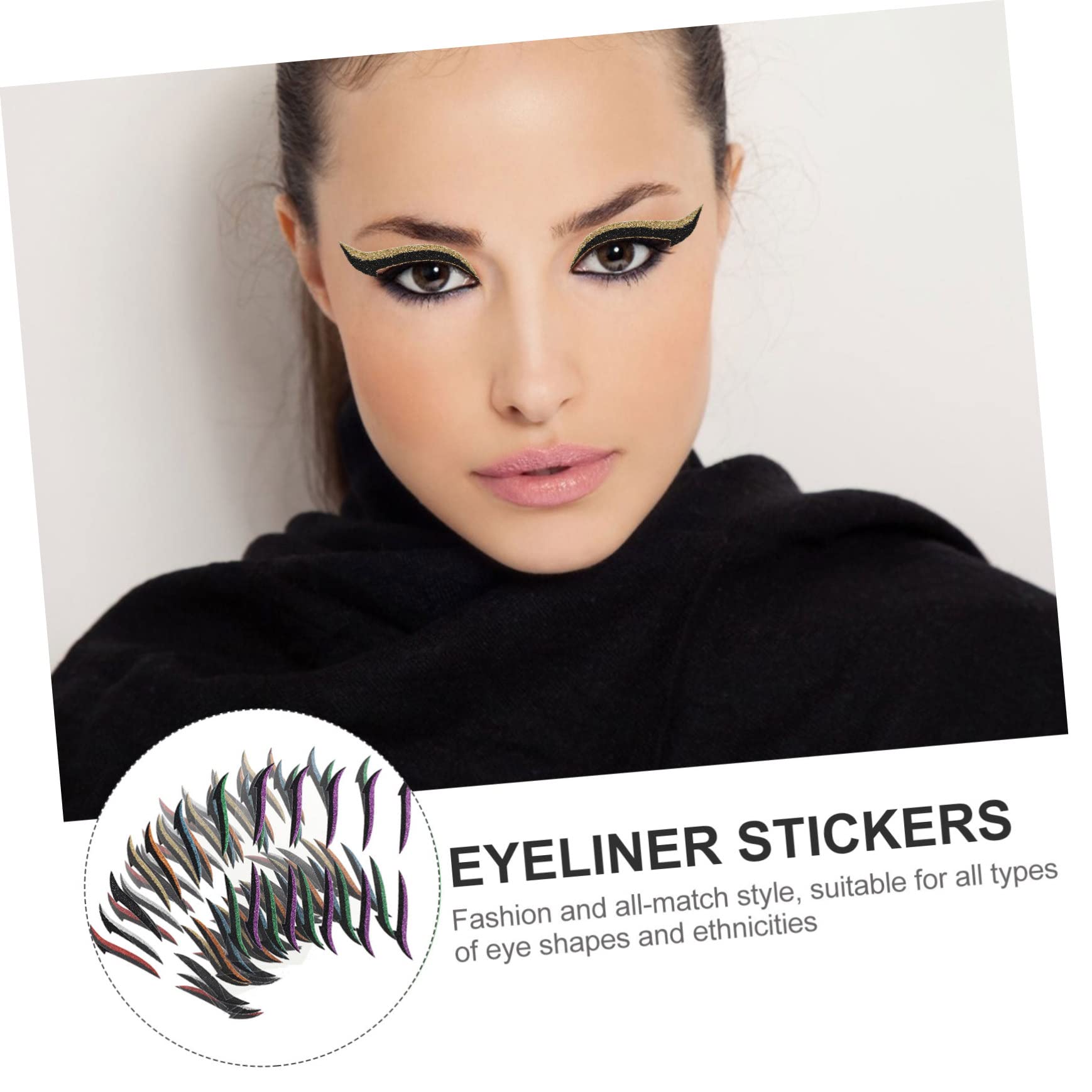 Healvian 160paires Autocollants Eyeliner Réutilisables Pour Double Paupière Stickers Cat Eye Colorés Parfait Pour Halloween Cosplay Et Fêtes