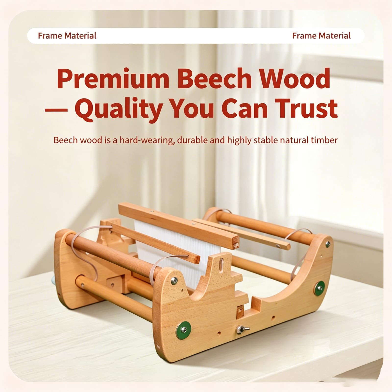 Telar De Mesa De Madera De 20 Cm, Telar De Peine Rígido Preenhebrado para Principiantes, Totalmente Ensamblado, Máquina De Tejer De Madera De Haya, Kit De Manualidades para Bufandas, Manteles