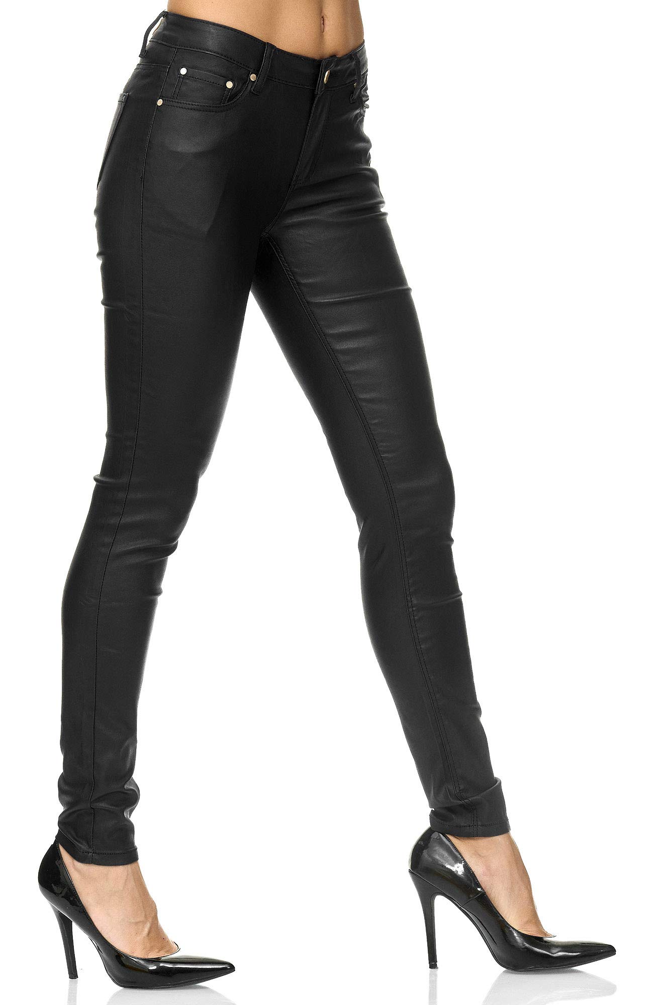 Elara Chunkyrayan Pantalon en cuir synthétique pour femme Effet push up