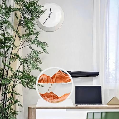 Miniatura 57 de BGFJYUK Imagen artística de arena móvil en movimiento, vidrio templado redondo 3D paisajes de arena de mar profundo con pantalla que fluye marco