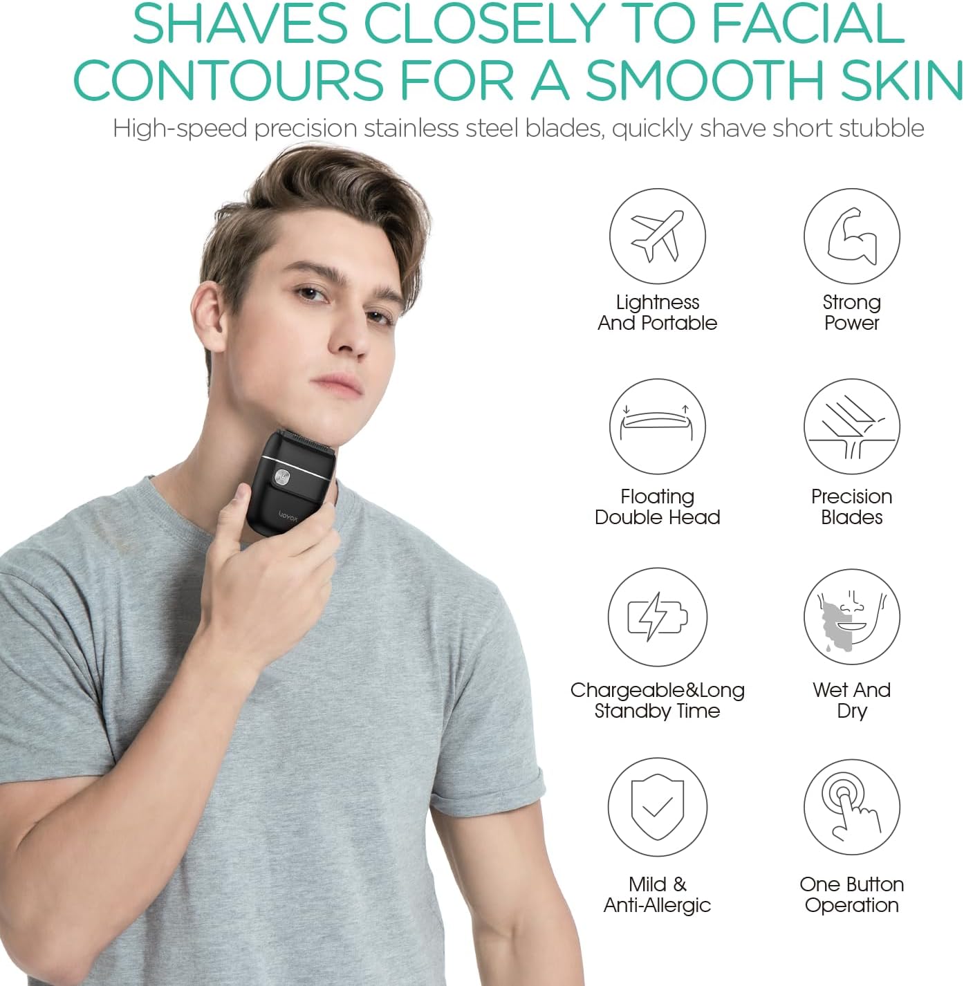 VOYOR Foil Shaver 2 in 1 Double Shavers for Men,Portable Electric Razor with Rechargeable Foil Razor Multifunction Grooming Barber Shaver IPX6 Washable Travel Shavers ER300 (Black)