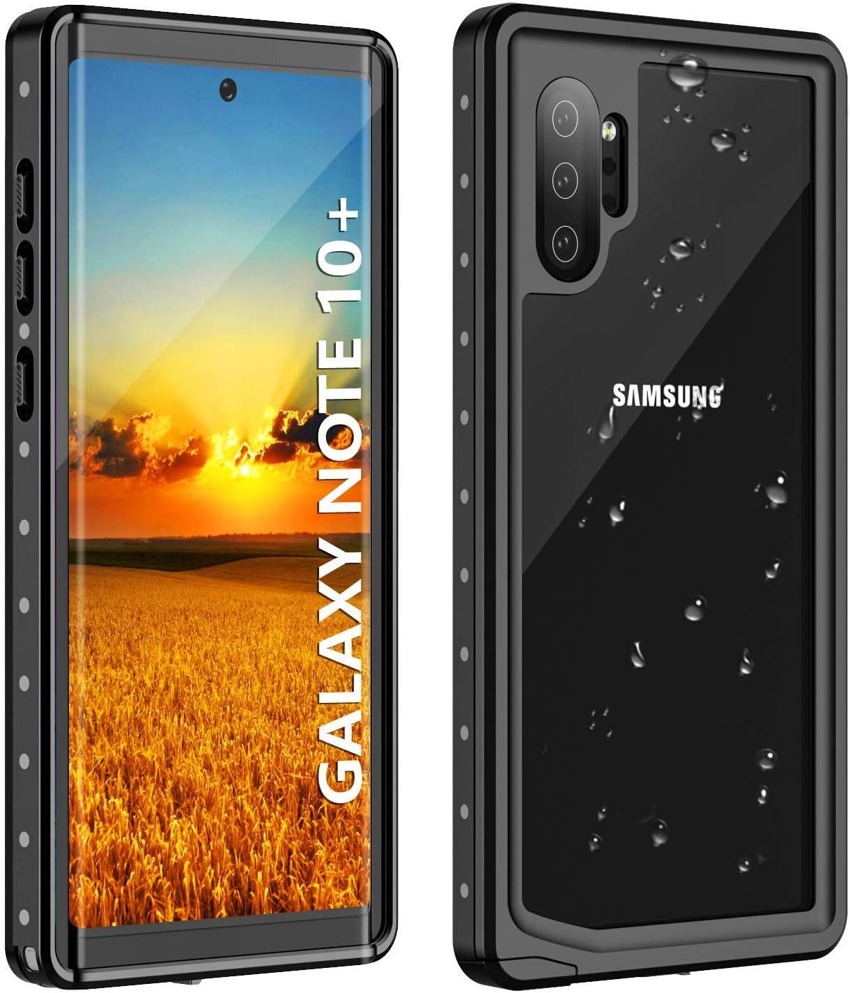 ANTSHARE Galaxy Note 10+ Plus Waterproof Case,Note 10+ Case Built in Screen Protector 360ยฐFull Body Protective Shockproof Dirtproof Sandproof IP68 Underwater Waterproof Case for Note 10+(Clear Black)