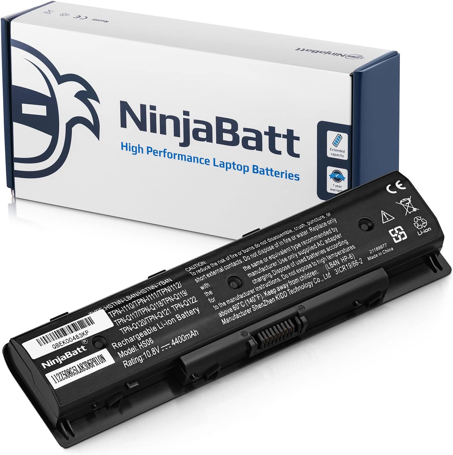 NinjaBatt Battery for HP P106 710416-001 Envy 710417-001 PI06 HSTNN-LB4N M7-J020DX 17-E020US M6-N012DX HSTNN-UB4N HSTNN-LB40 TPN-L112 M6-N010DX 17T-J100 - High Performance [6 cell/4400mAh/10.8v]