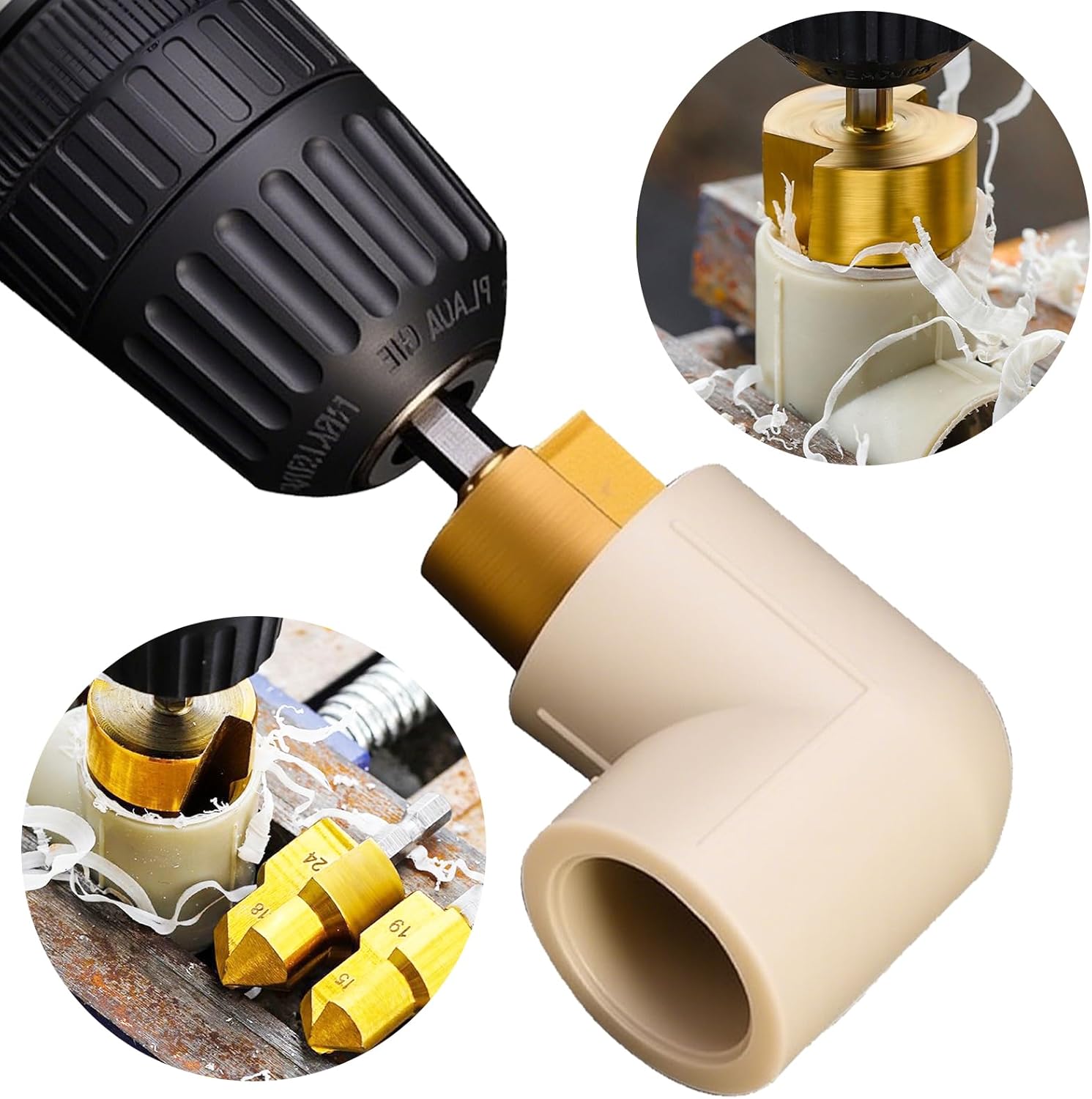 New PPR Pipe Threader and Reaming Tool Kit - Rethreading Tool Kit, Electric Drill Style Threading Tool for 1/2“(DN15) 3/4“(DN20) PVC Pipe with Reaming Bit Set Great Diy Gift for Men