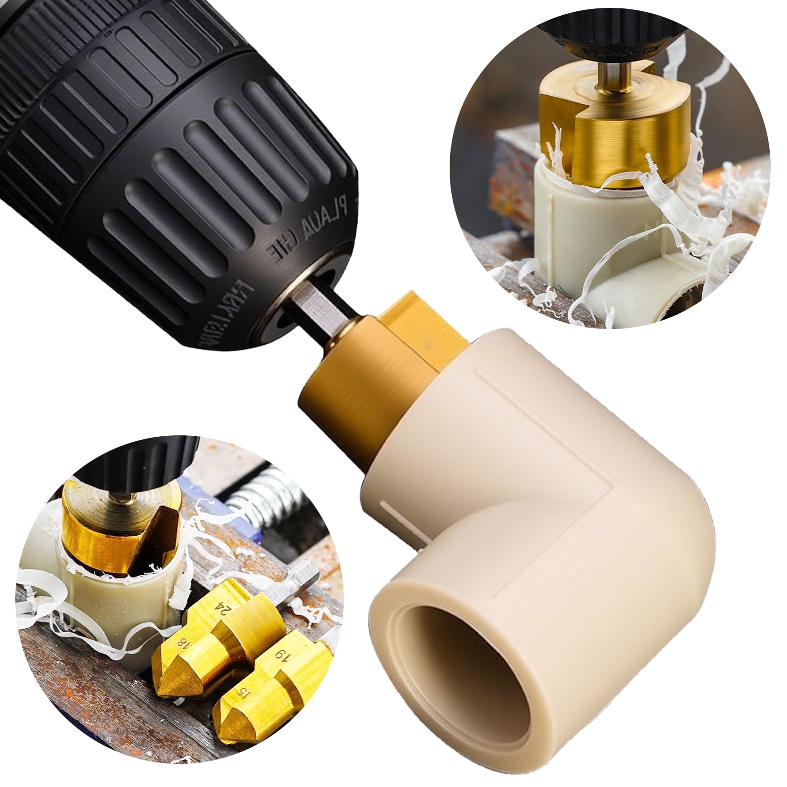 New PPR Pipe Threader and Reaming Tool Kit - Rethreading Tool Kit, Electric Drill Style Threading Tool for 1/2“(DN15) 3/4“(DN20) PVC Pipe with Reaming Bit Set Great Diy Gift for Men — Amazon image 6