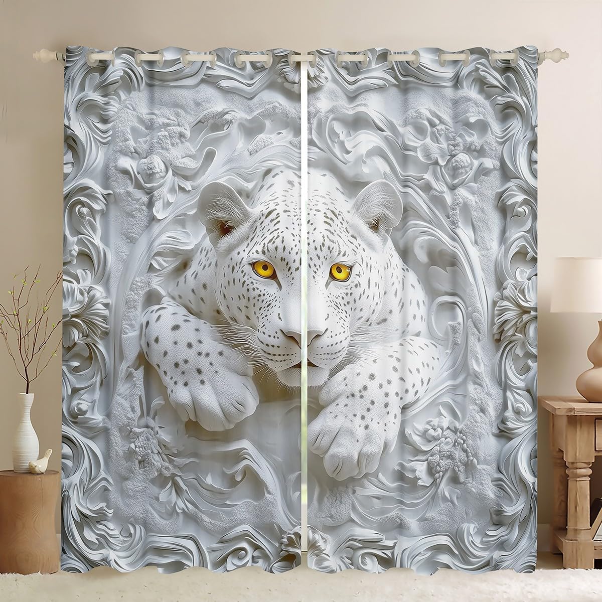 Manfei Happy Halloween Kids Window Curtains,Cartoon Ghost Bats Pumpkin Gothic Window Drapes for Girls Boys,Spider Web Western Trippy Retro Window Treatments Grommet Top 2 Panel Set,38Wx45L inch