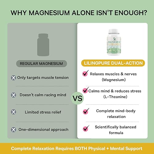 Miniatura 2 de Complejo de magnesio con L-teanina 200 mg de triple magnesio + 100 mg de L-teanina Sueño, alivio del estrés y apoyo muscular 90 cápsulas