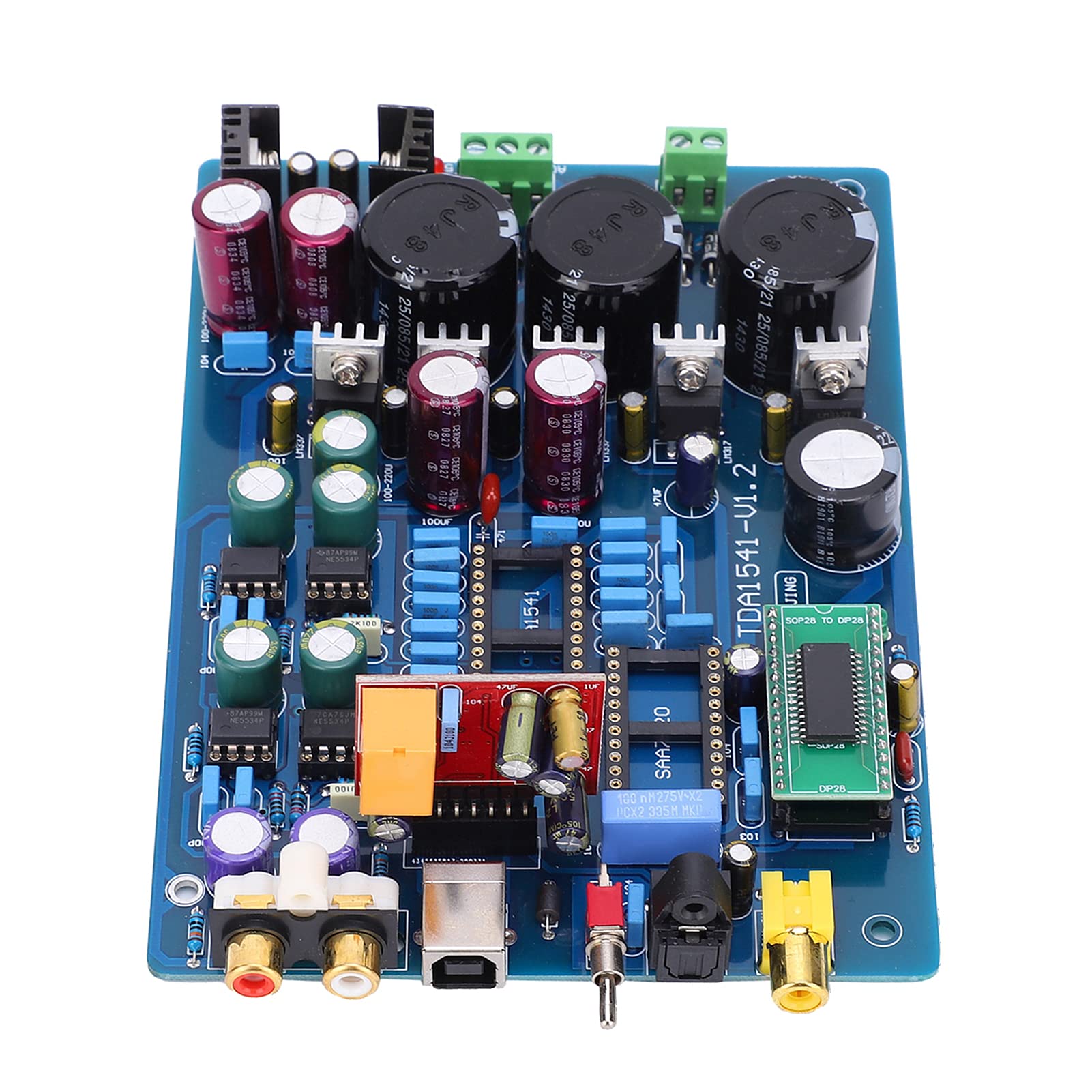 Aramox Placa Decodificadora Coaxial Módulo Decodificador PCB CYJ TDA1541 con USB PCM2704 2x4700UF Condensadores Rectificador Completo para Amplificadores Usuarios de Componentes Electrónicos