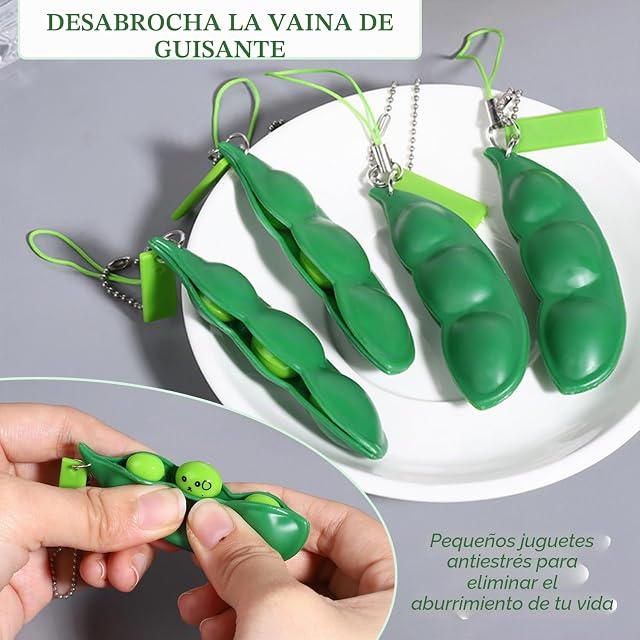 Foto 3 de 6 de SYEYCW 8 Piezas Llavero Antiestrés Squeeze Bean, Llave con Vaina de Guisantes para Combatir el Estrés
