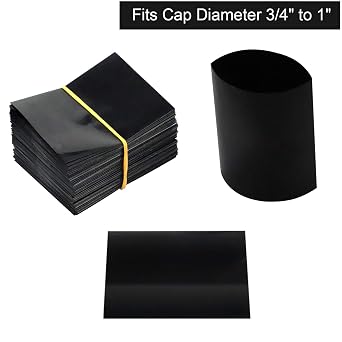 Black Shrink Bands,50x60mm 200 Pieces Black Shrink Wrap for Hot Sauce Bottles and Other Liquid Bottles Fits 3/4 to 1 Diameter