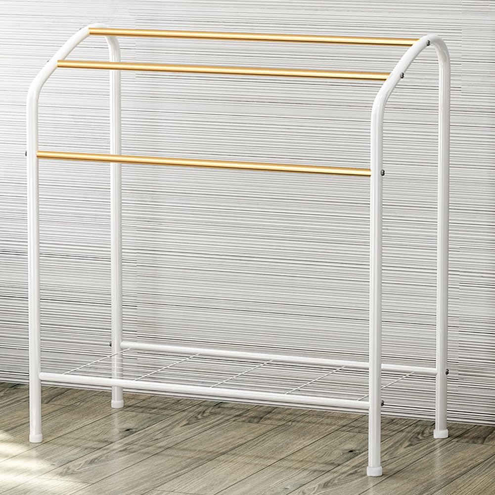 30" Free Standing Towel Rack, 3 Tier Alloy Steel Stand with Bottom Shelf, Blanket Drying and Display Rack for Oversized Bath Towels Bathroom Accessories, Next to Tub or Shower 3