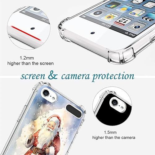Miniatura 4 de SHENCANG BLUE Funda para iPod Touch 567 Clear Bumper con diseño Saint Claus-Art cc106 patrón transparente marco transparente delgado TPU suave a
