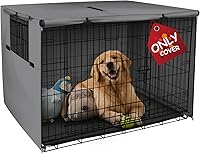 ExploreLand Heavy Duty Dog Crate Cover for 48 Inch Wire Crates - Breathable Sunshade with Secure Toggles, Windproof Polyester (Grey)