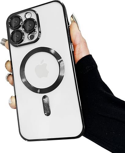 Funda magnética de lujo para iPhone 15 Pro con protección completa de la cámara y compatible con MagSafe, funda transparente de lujo para mujeres y
