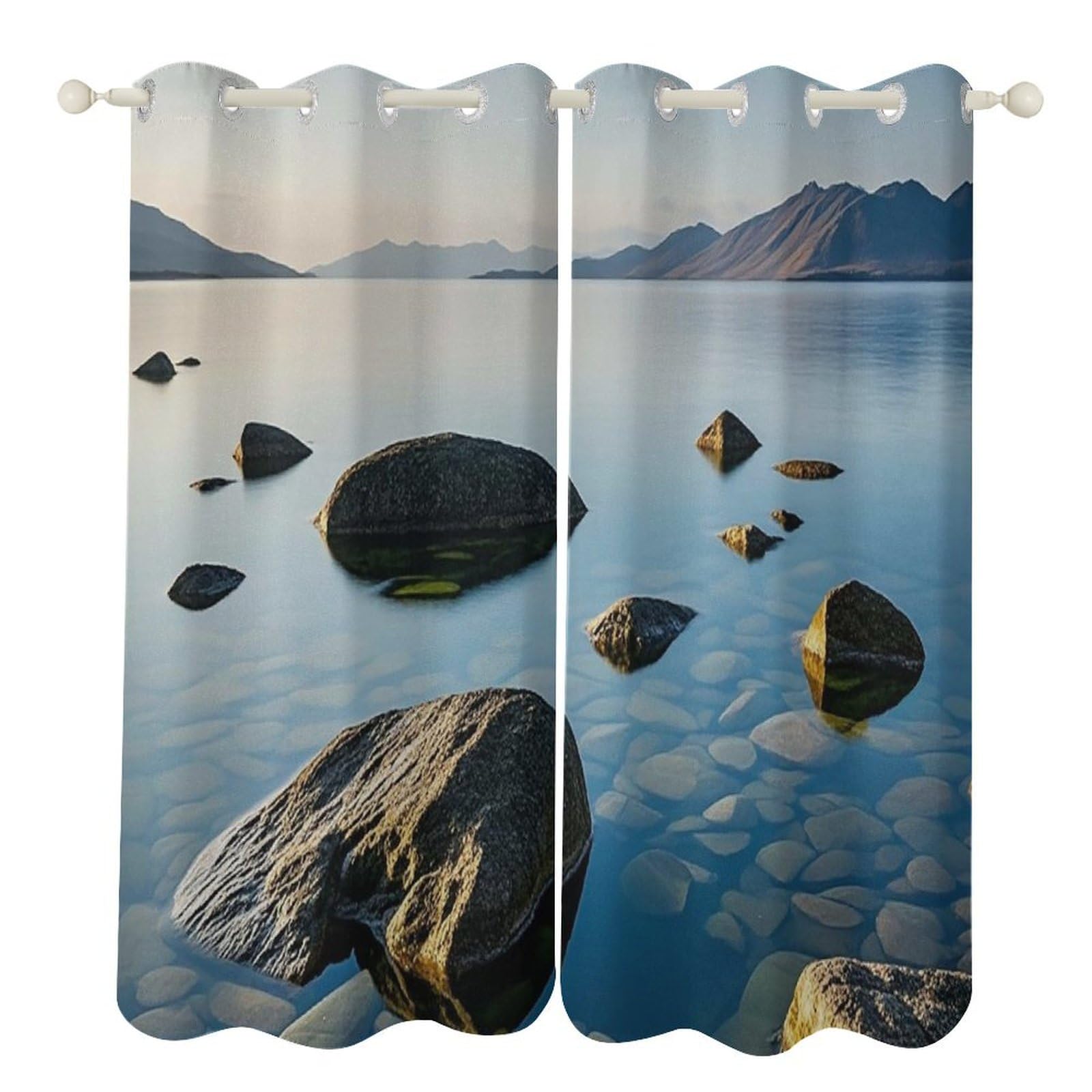 Rideaux occultants thermiques basalt 132x183cm anti-froid pour chambre