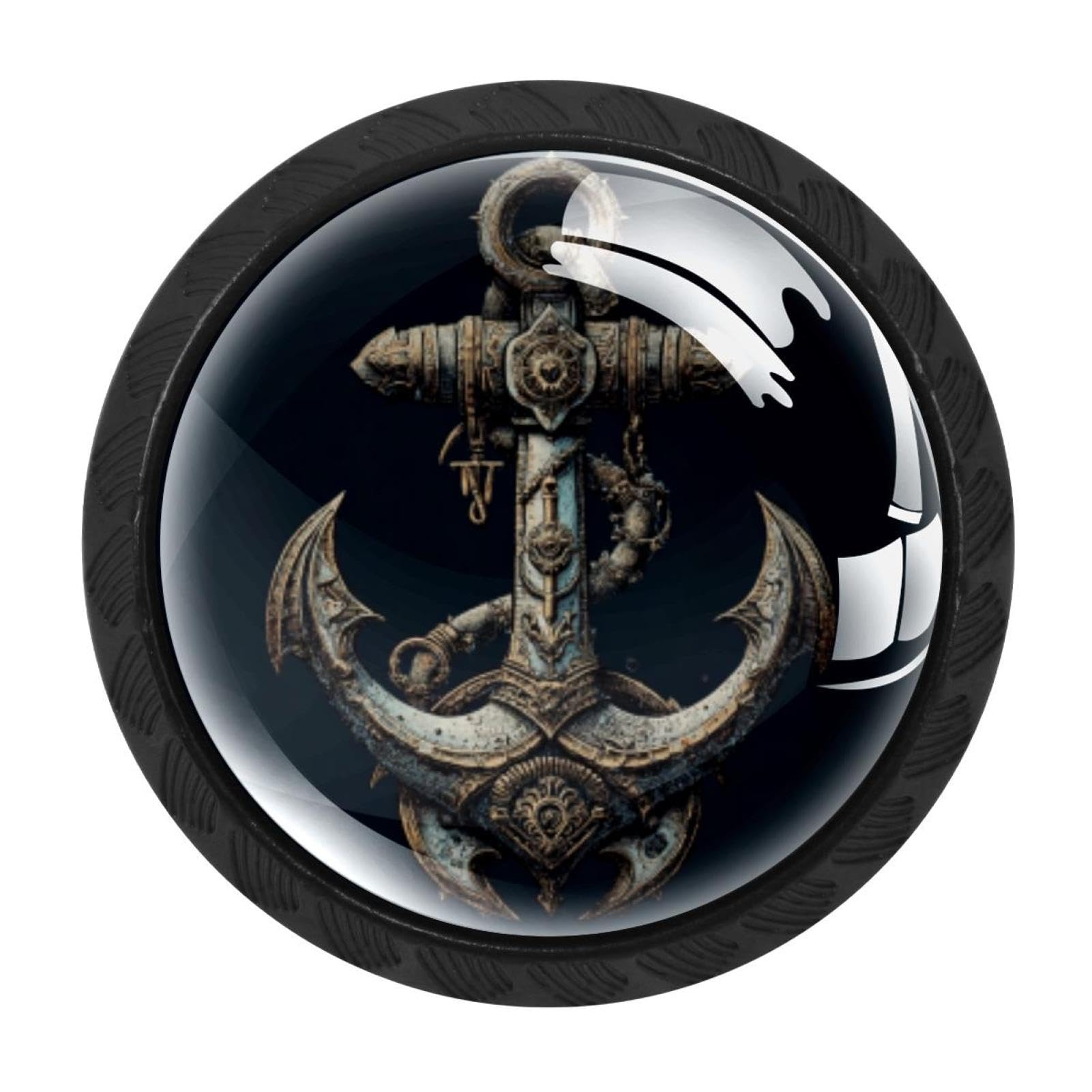 CHENZZZZ 4 Pieces Vintage Anchor Kitchen Cabinet Knobs Drawer Knobs Dresser Knobs Black Knobs Drawer Pulls Dresser Drawer Handles Knobs for Dresser Drawers